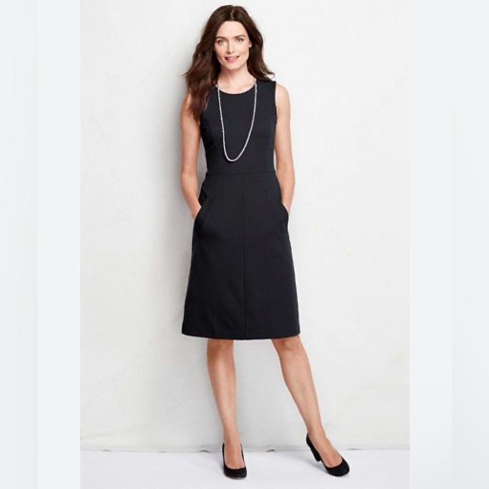 Lands' End Black Strapless Sheath Cocktail Dress